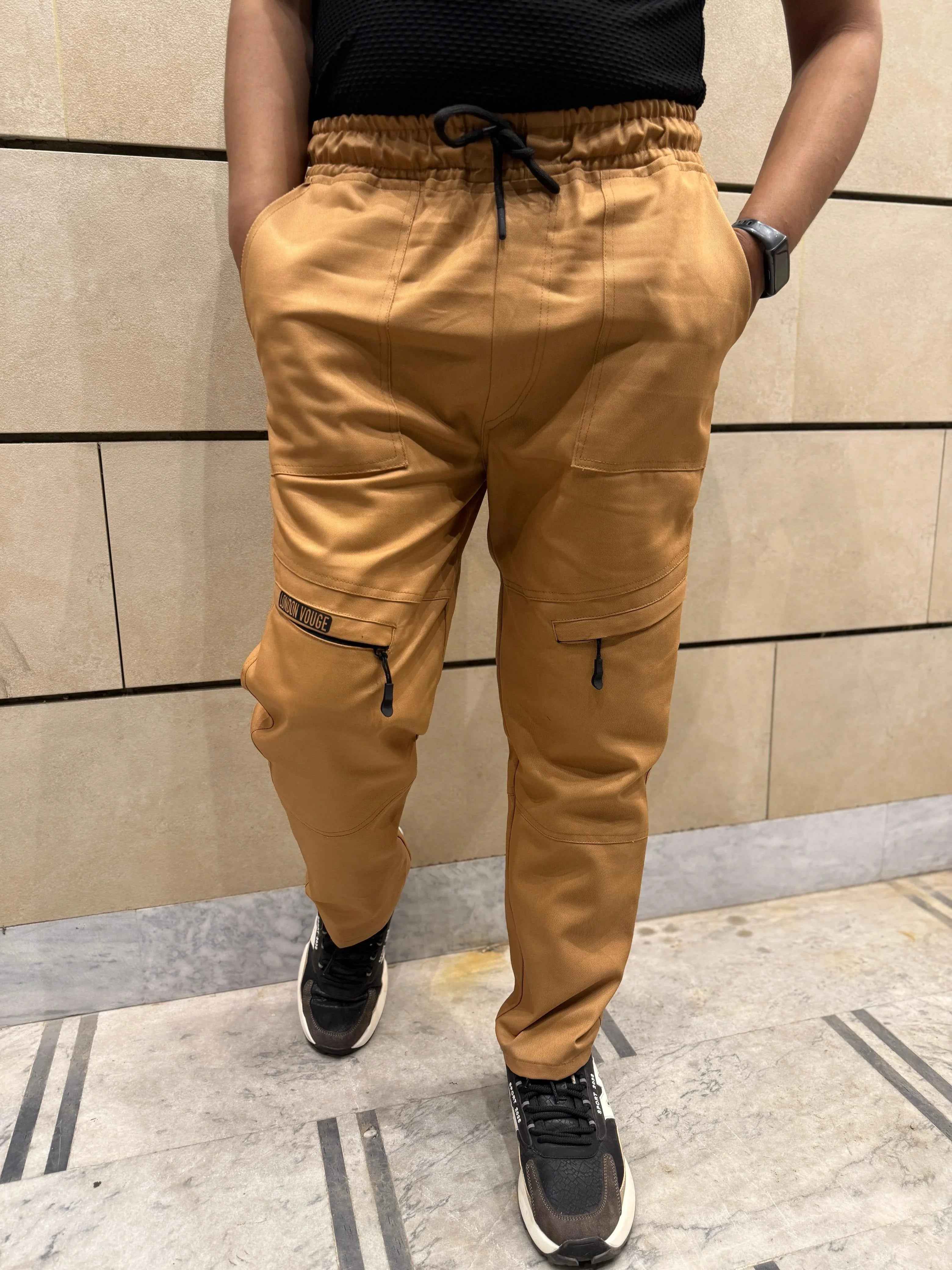 Baggy Stylish Premium light Mustard 6 Pocket Cargo Trouser LVT-02 - Image 3