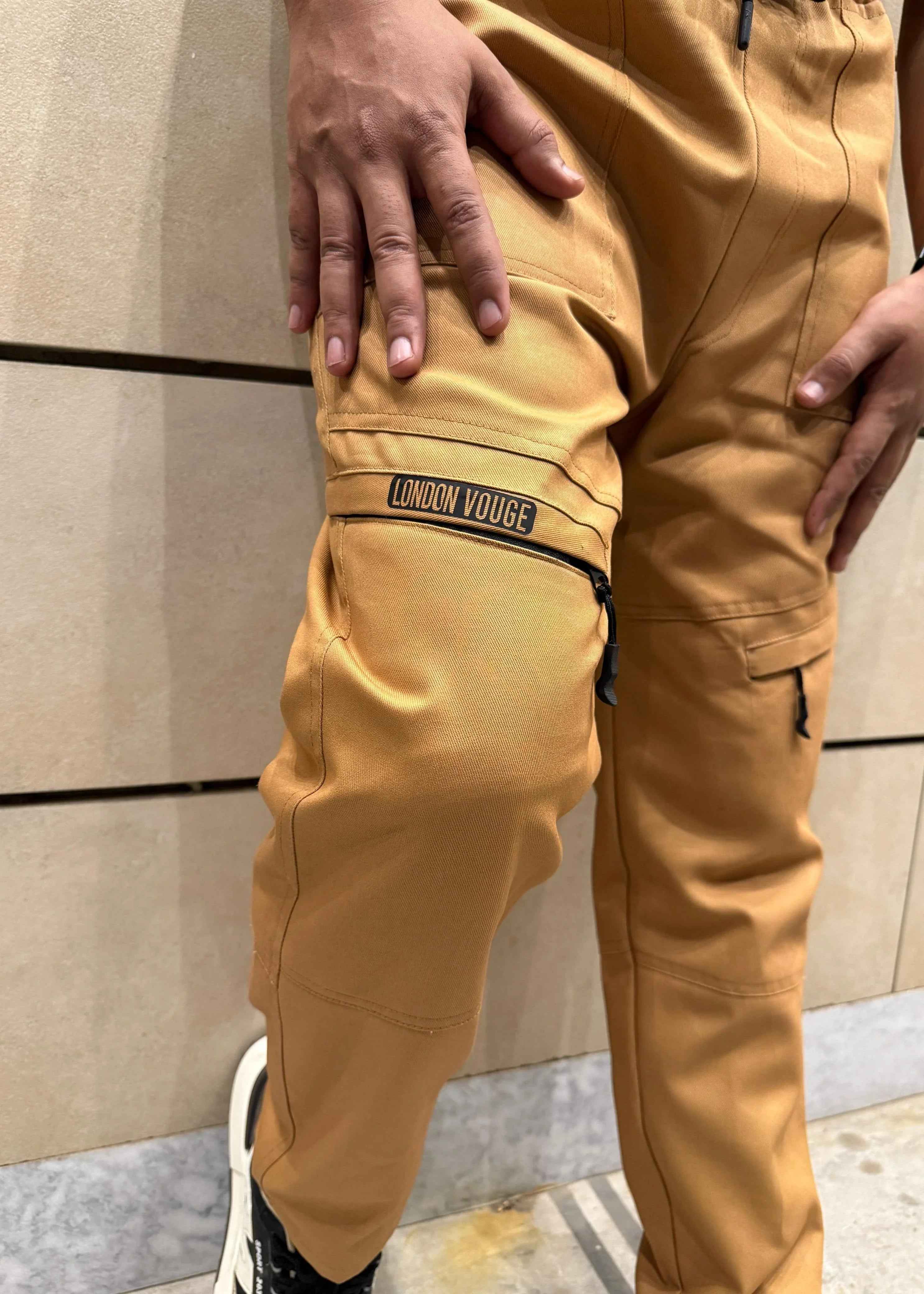 Baggy Stylish Premium light Mustard 6 Pocket Cargo Trouser LVT-02 - Image 4