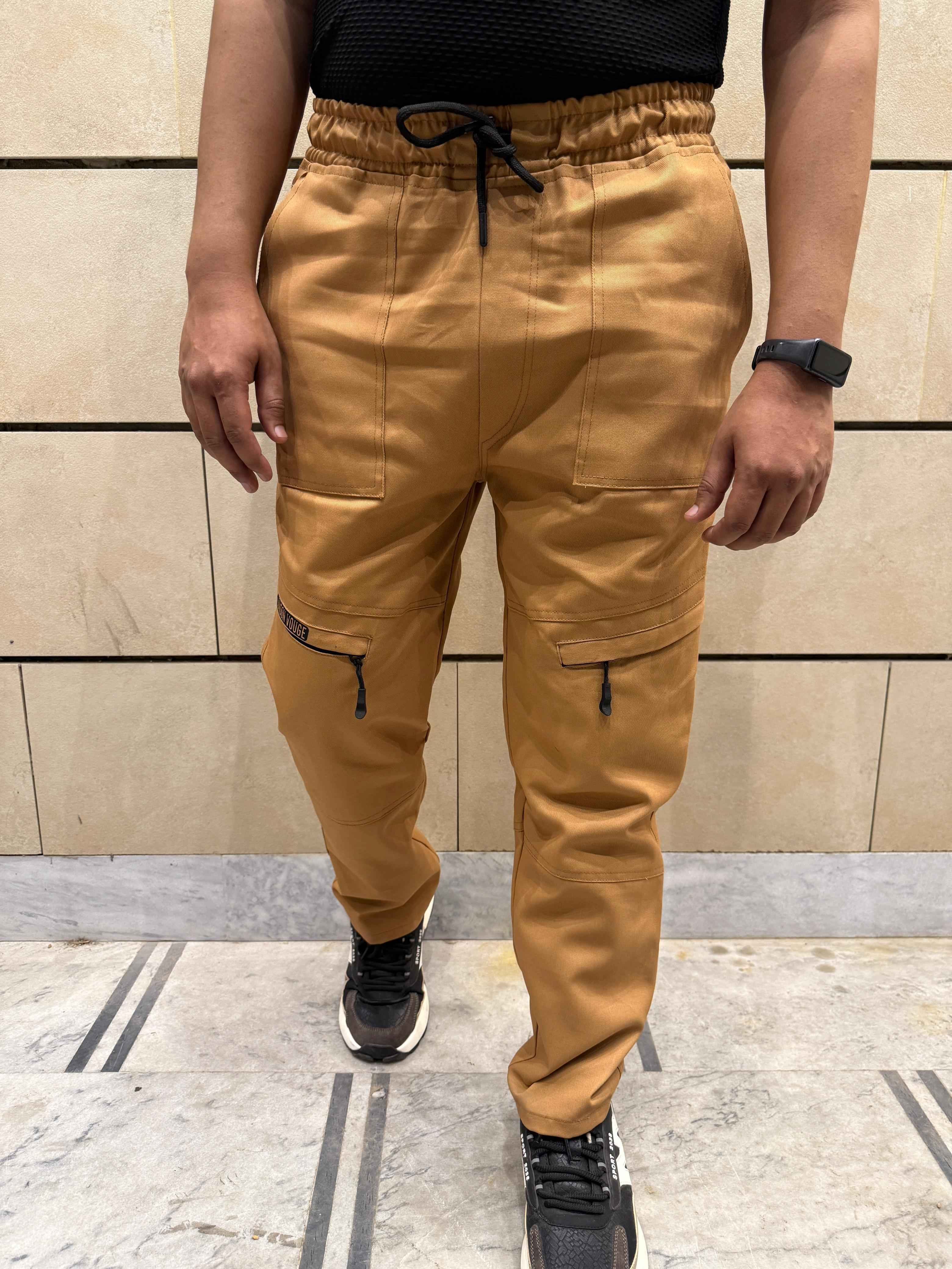 Baggy Stylish Premium light Mustard 6 Pocket Cargo Trouser LVT-02 - Image 5