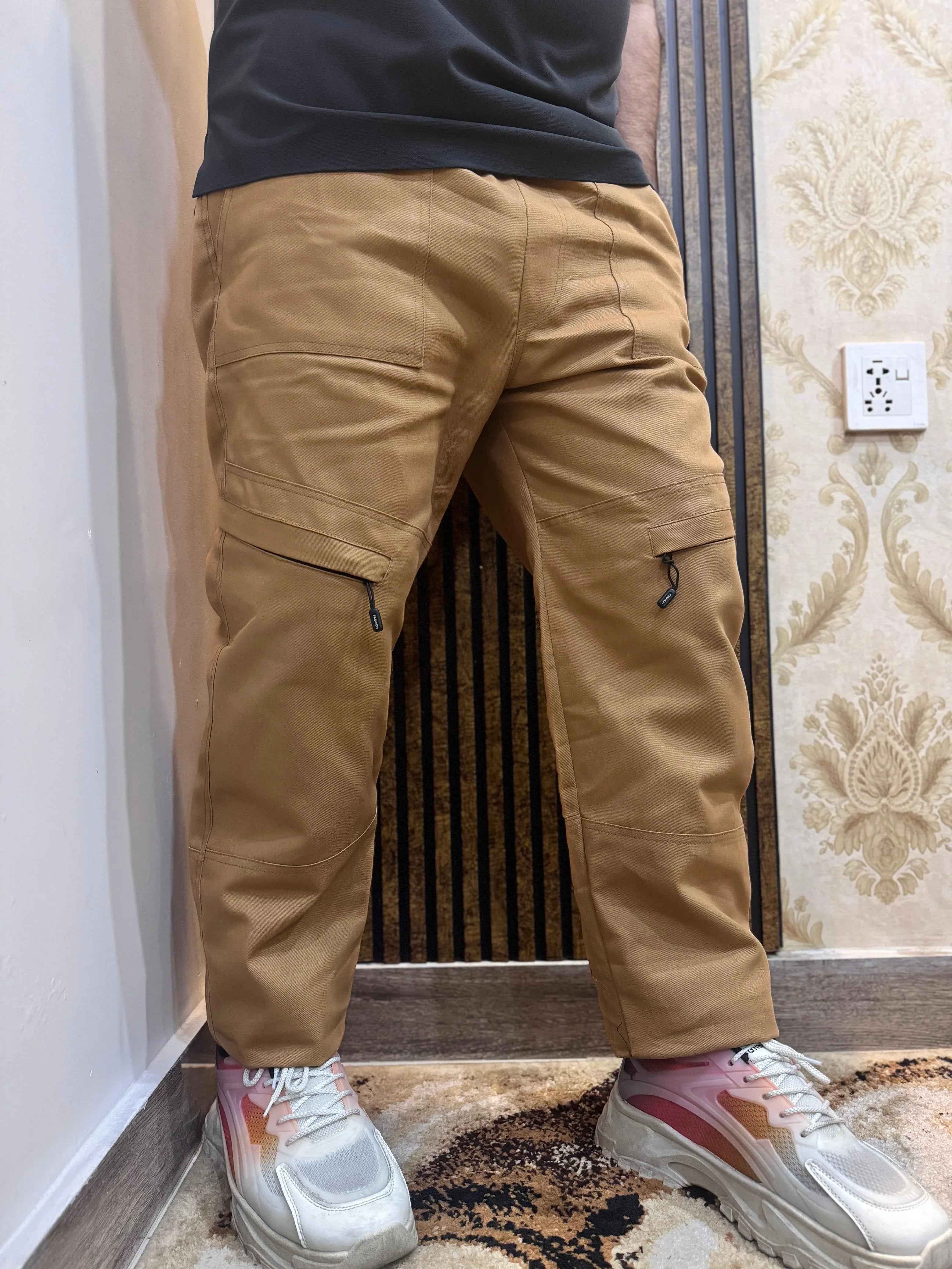 Baggy Stylish Premium light Mustard 6 Pocket Cargo Trouser LVT-02 - Image 9