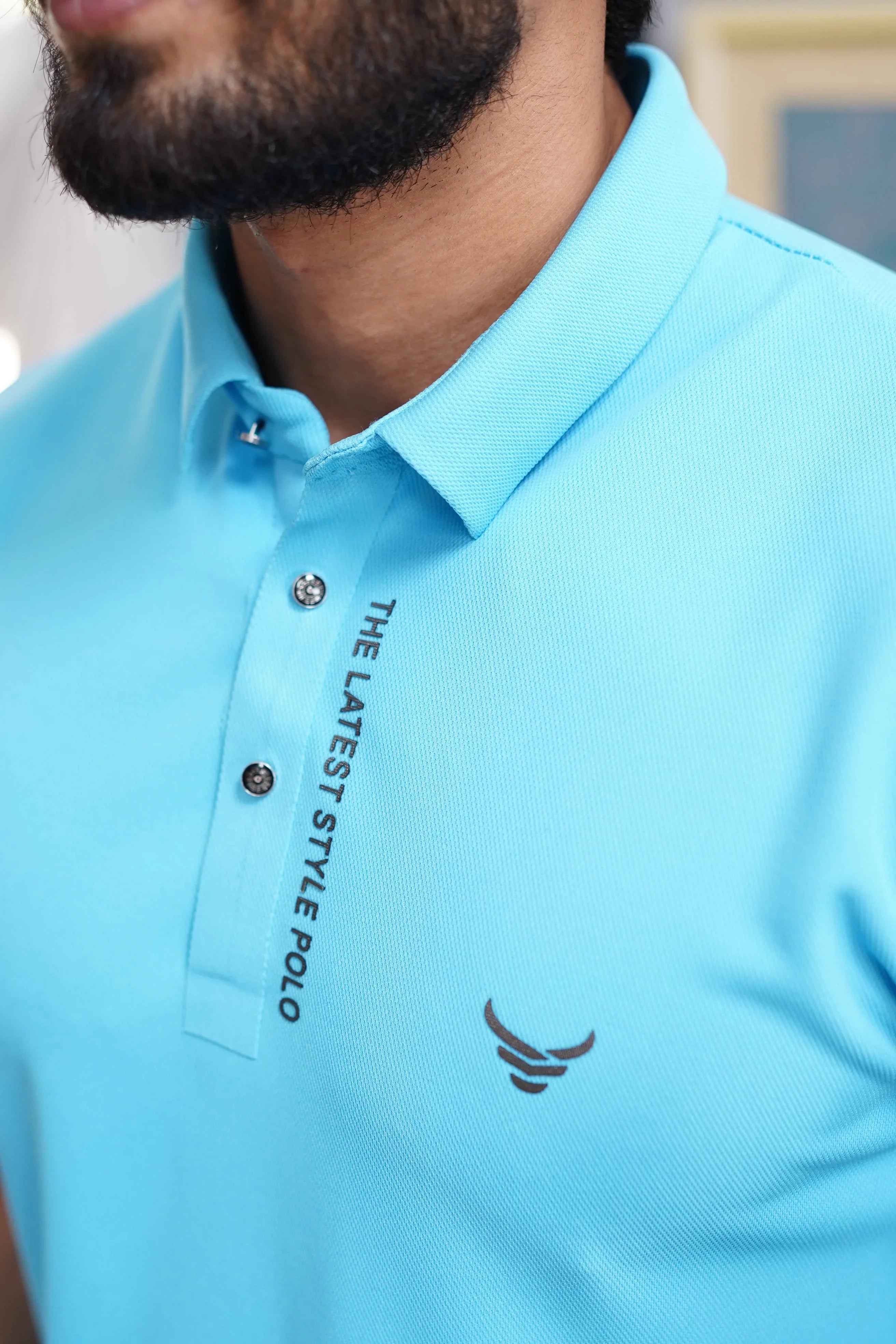 Italian textured seam less Polo Shirts OXT # 02 Dark Sky - Image 3
