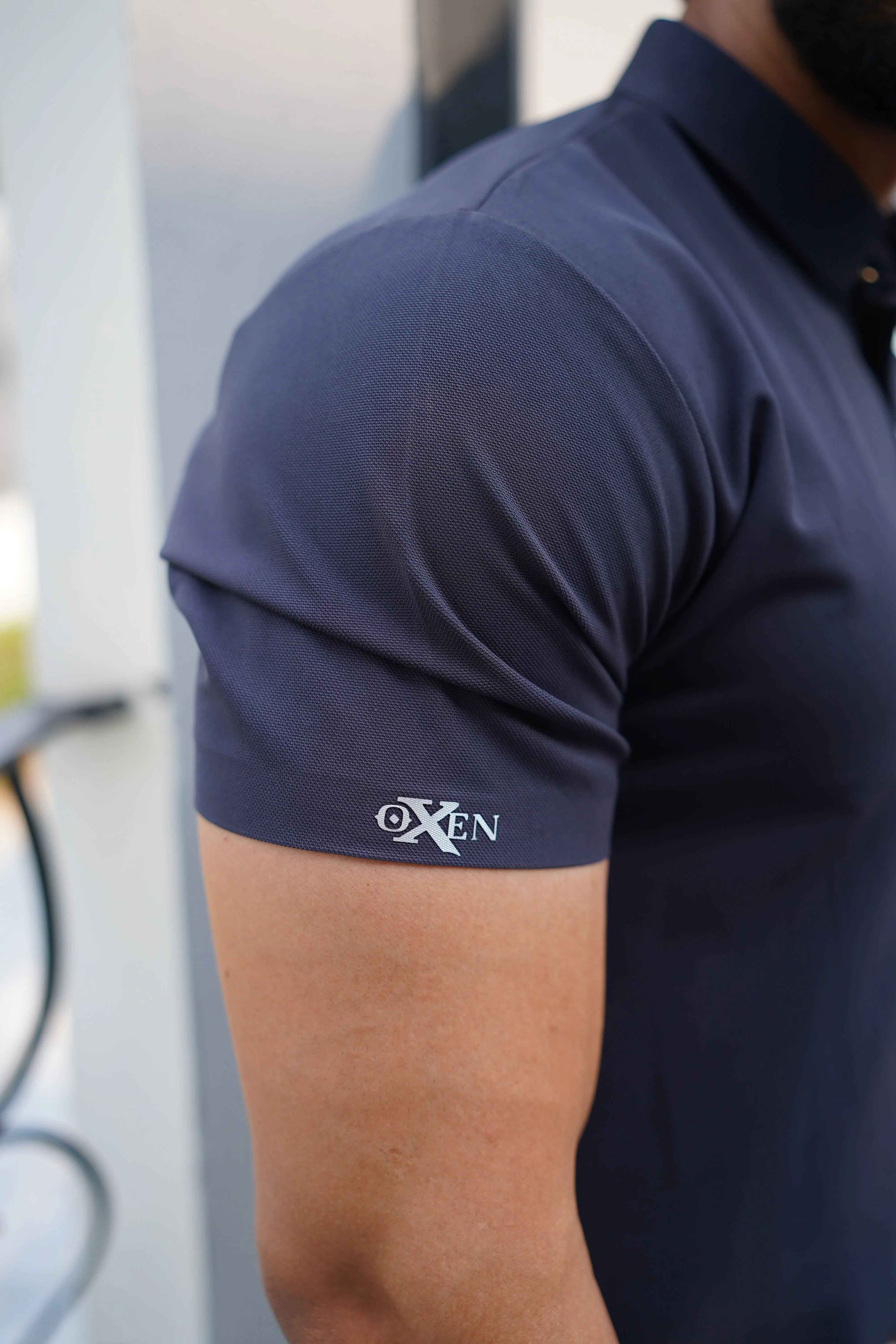 Italian textured seam less Polo Shirts OXT # 10 Grey - Image 3