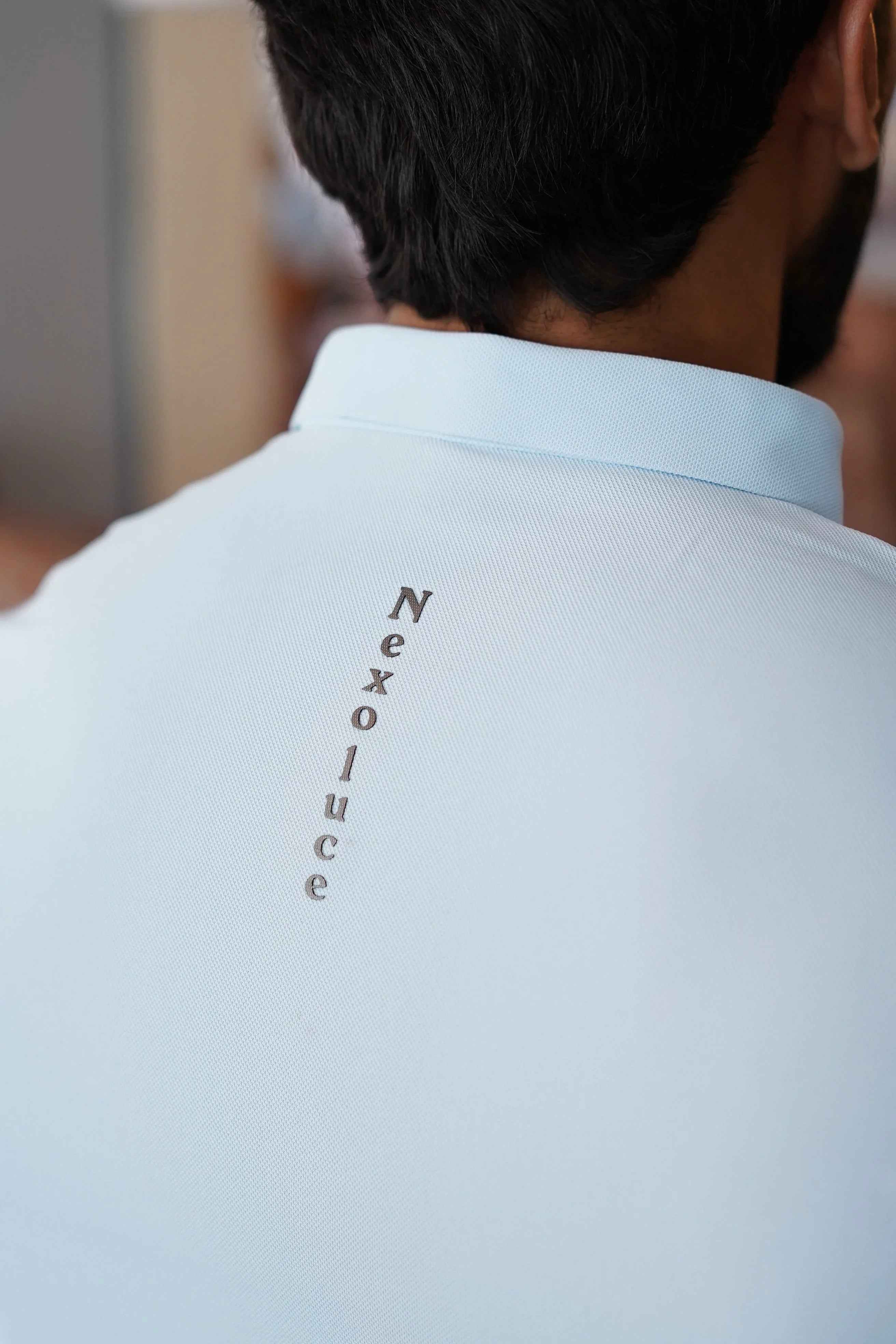 Italian textured seam less Polo Shirts OXT # 12 Sky - Image 5