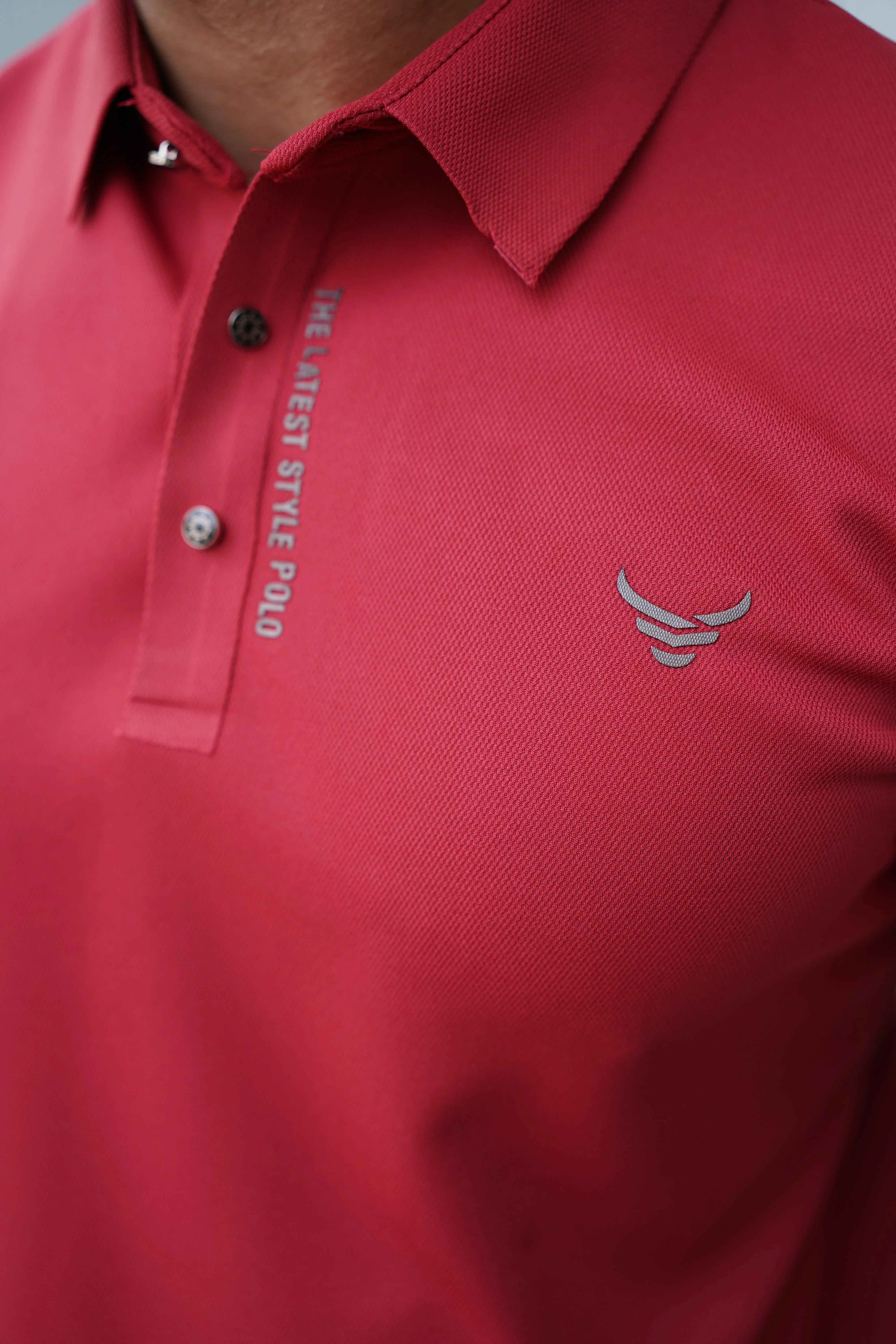 Italian textured seam less Polo Shirts OXT # 11 Rust - Image 2