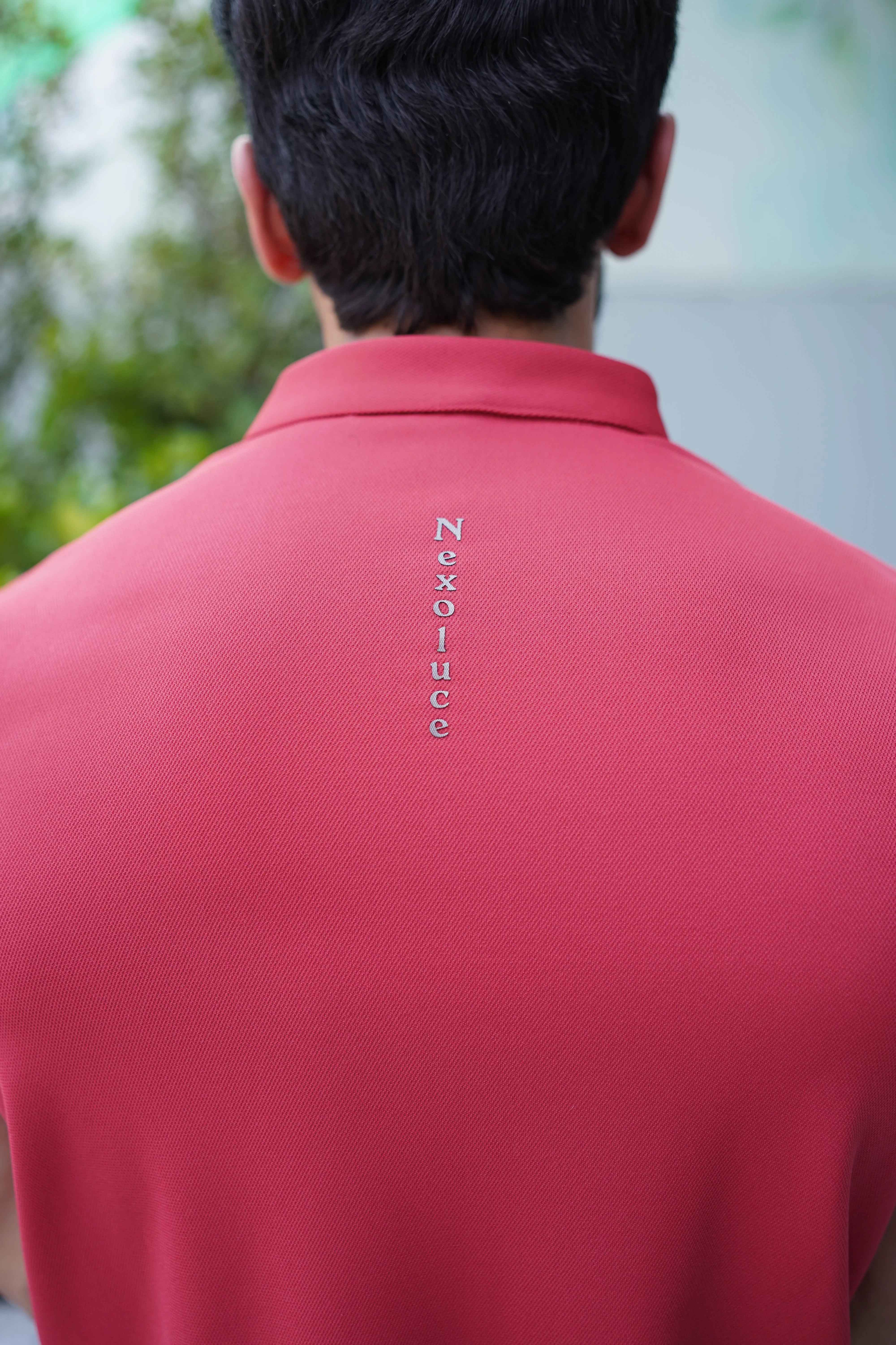Italian textured seam less Polo Shirts OXT # 11 Rust - Image 4