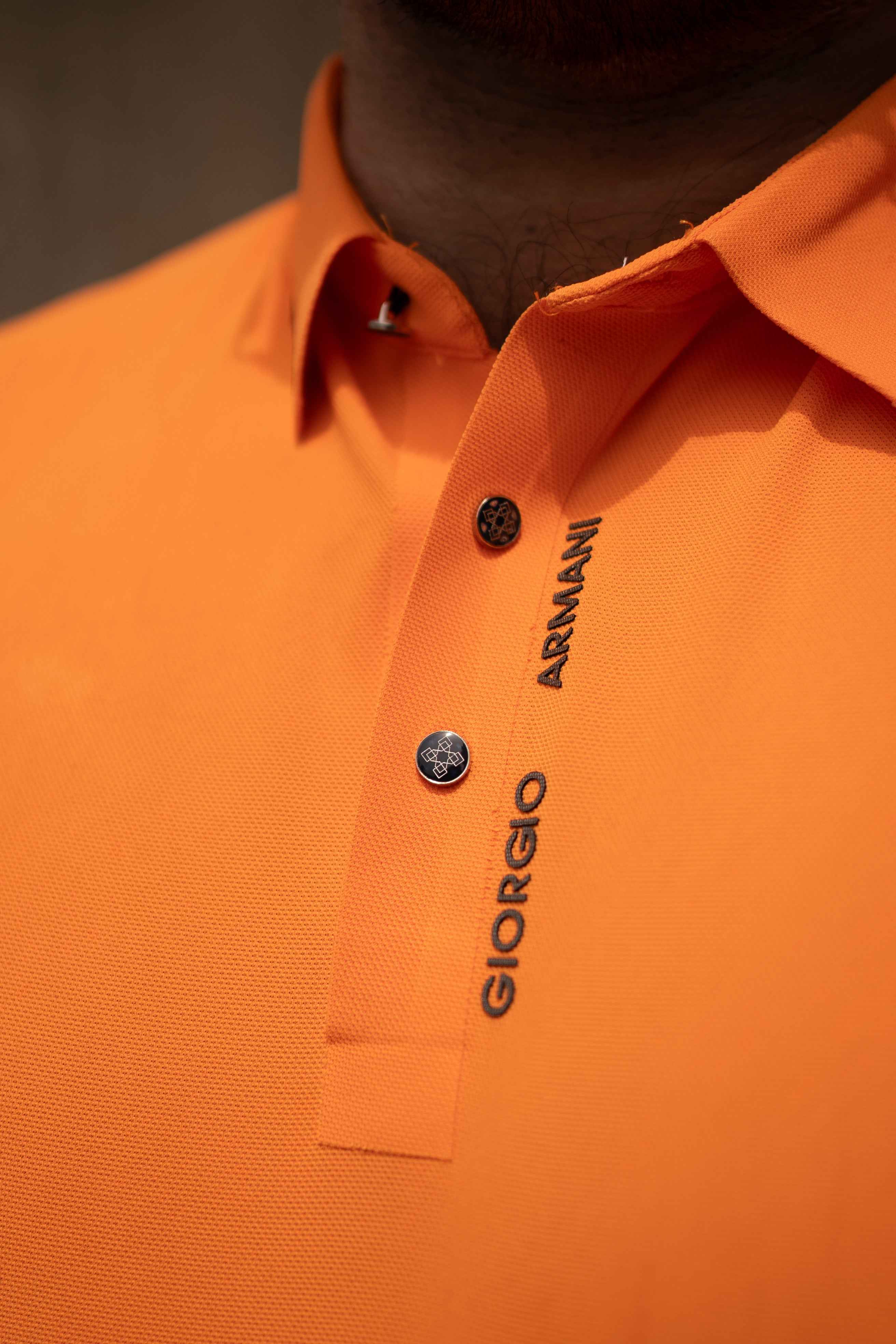 ITALIAN Textured Stitch-less POLO Shirt LVPS ACTIVE ORANGE - Image 4