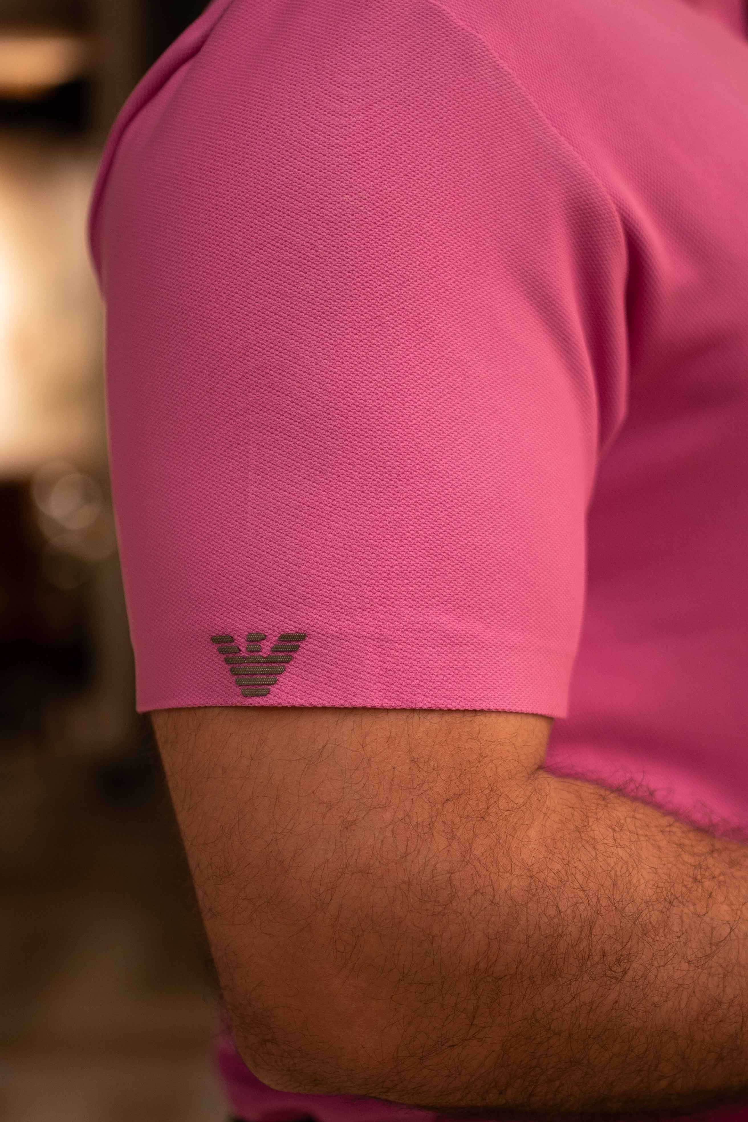 ITALIAN Textured Stitch-less POLO Shirt LVPS-07 PINK - Image 6