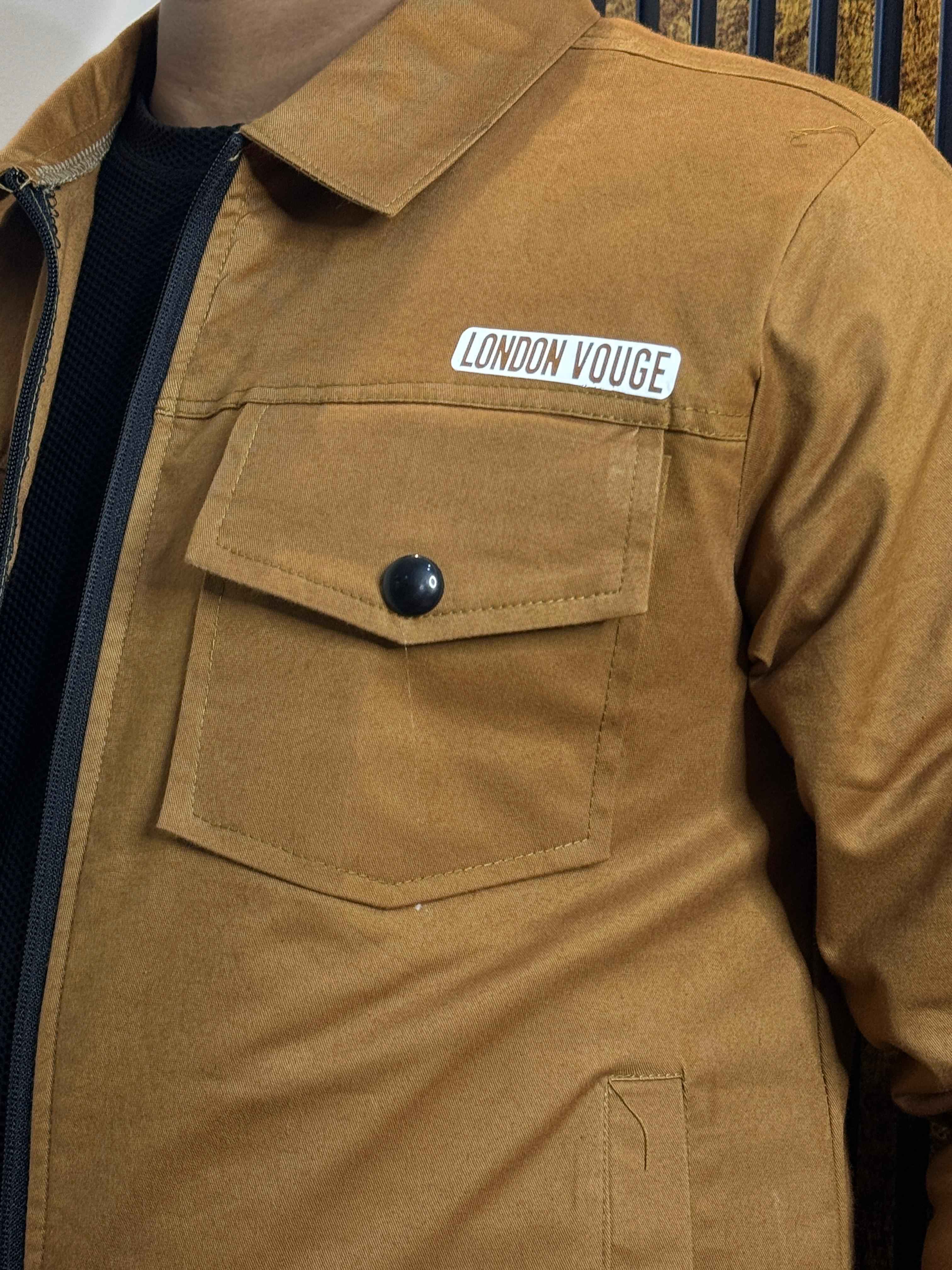 Premium Full Sleeves Cotton Jeans  Mustard Jacket LV#FCJ01 - Image 5