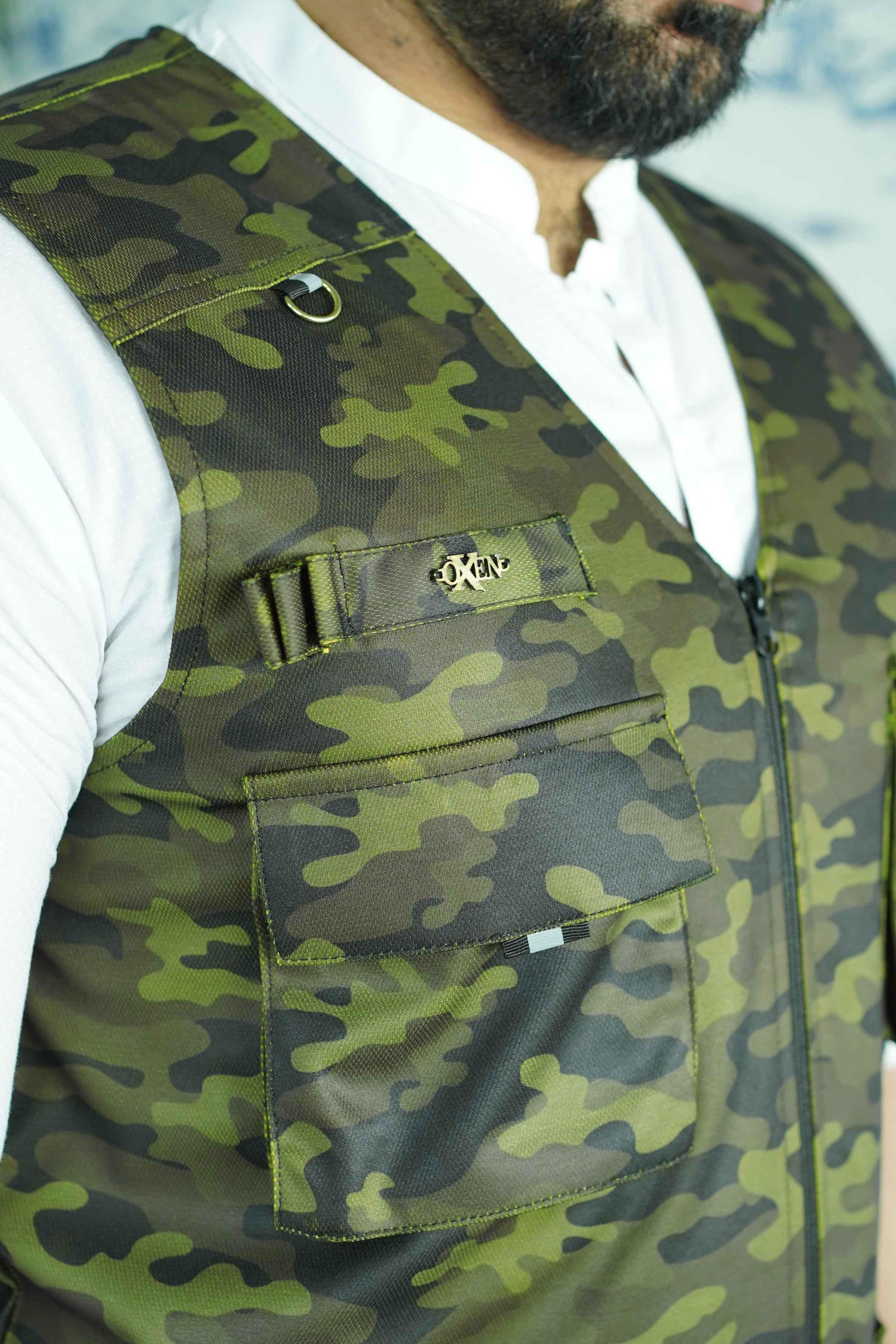 Premium Italian Textured fabrics Army Green Camouflage  Sidu Four Pocket Jacket SDJkt-21 - Image 5