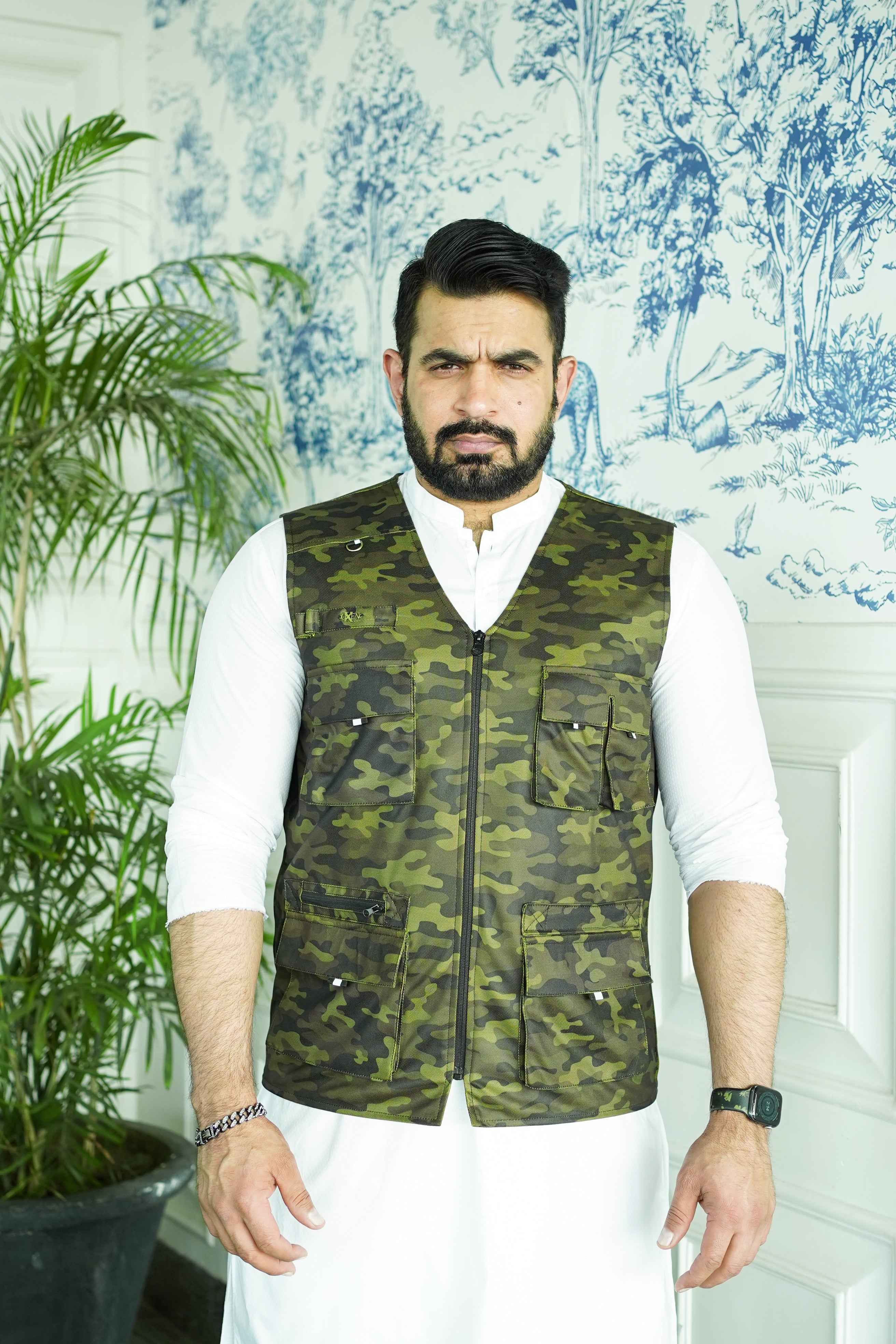Premium Italian Textured fabrics Army Green Camouflage  Sidu Four Pocket Jacket SDJkt-21 - Image 6