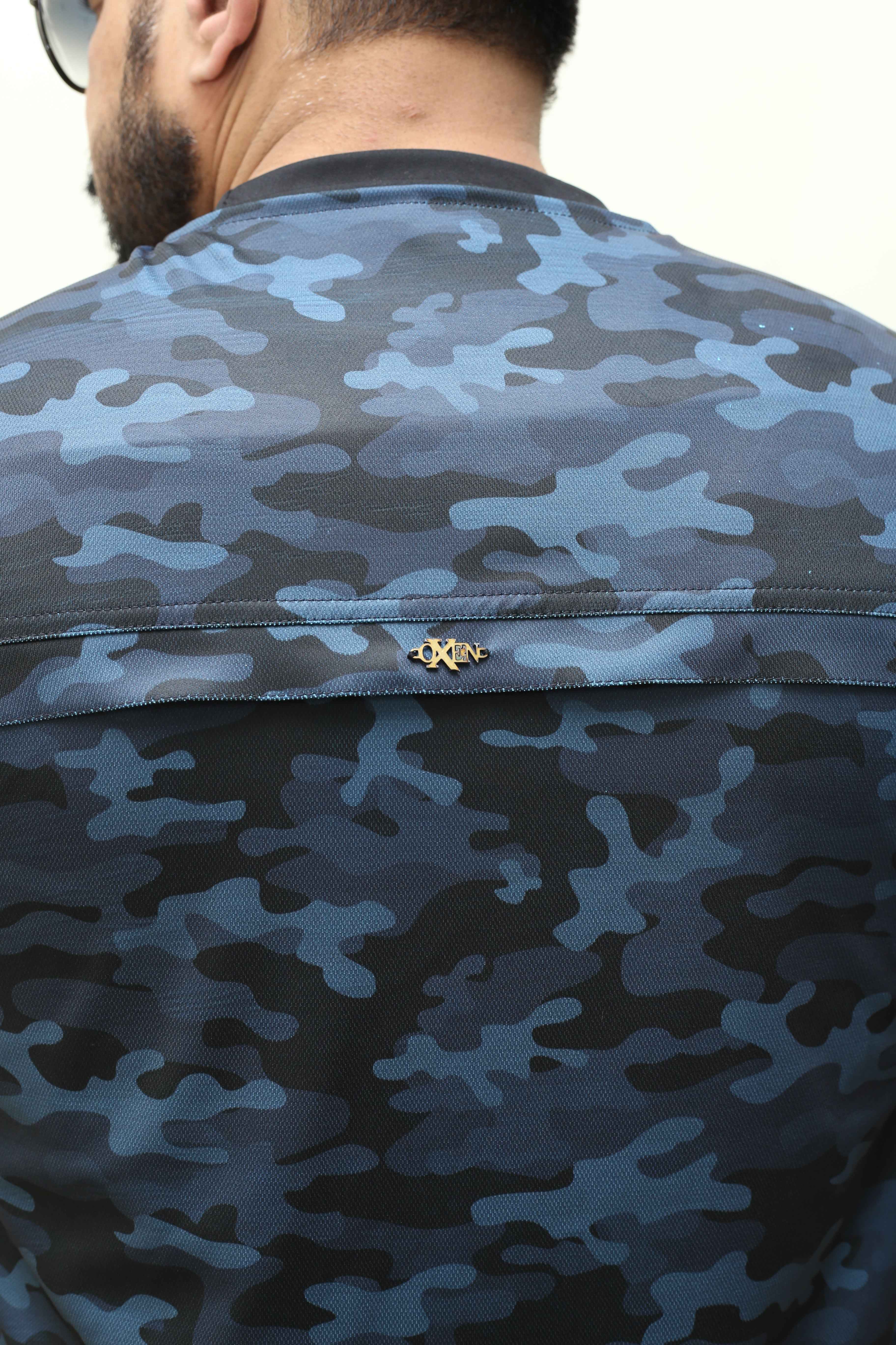 Premium Italian Textured fabrics Blue Camouflage  Sidu Four Pocket Jacket SDJkt-20 - Image 3