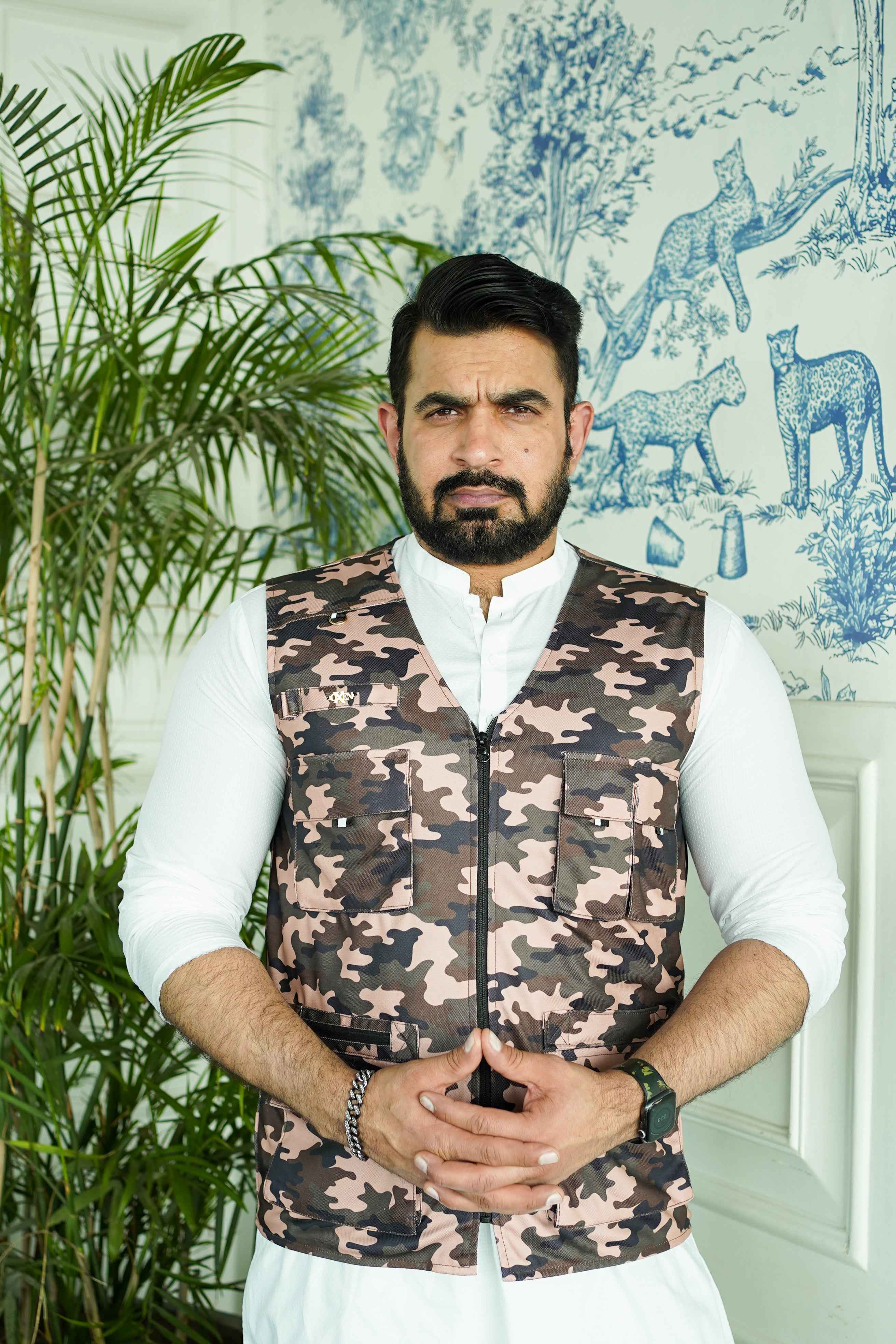 Premium Italian Textured fabrics Brown Camouflage  Sidu Four Pocket Jacket SDJkt-22 - Image 4