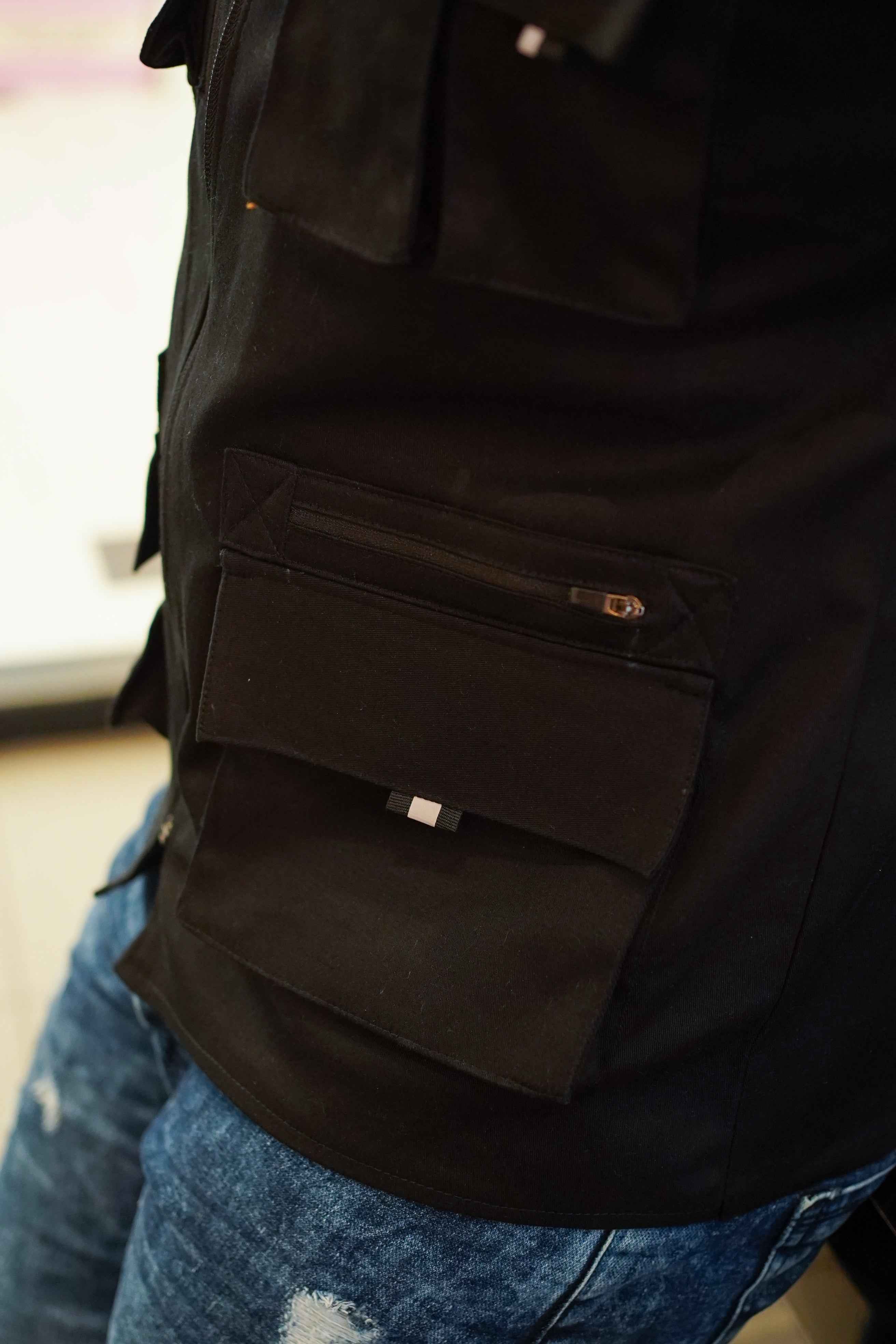 Premium Twill Cotton jeans Sidu Four Pocket Jacket Black SDJkt-06 - Image 7