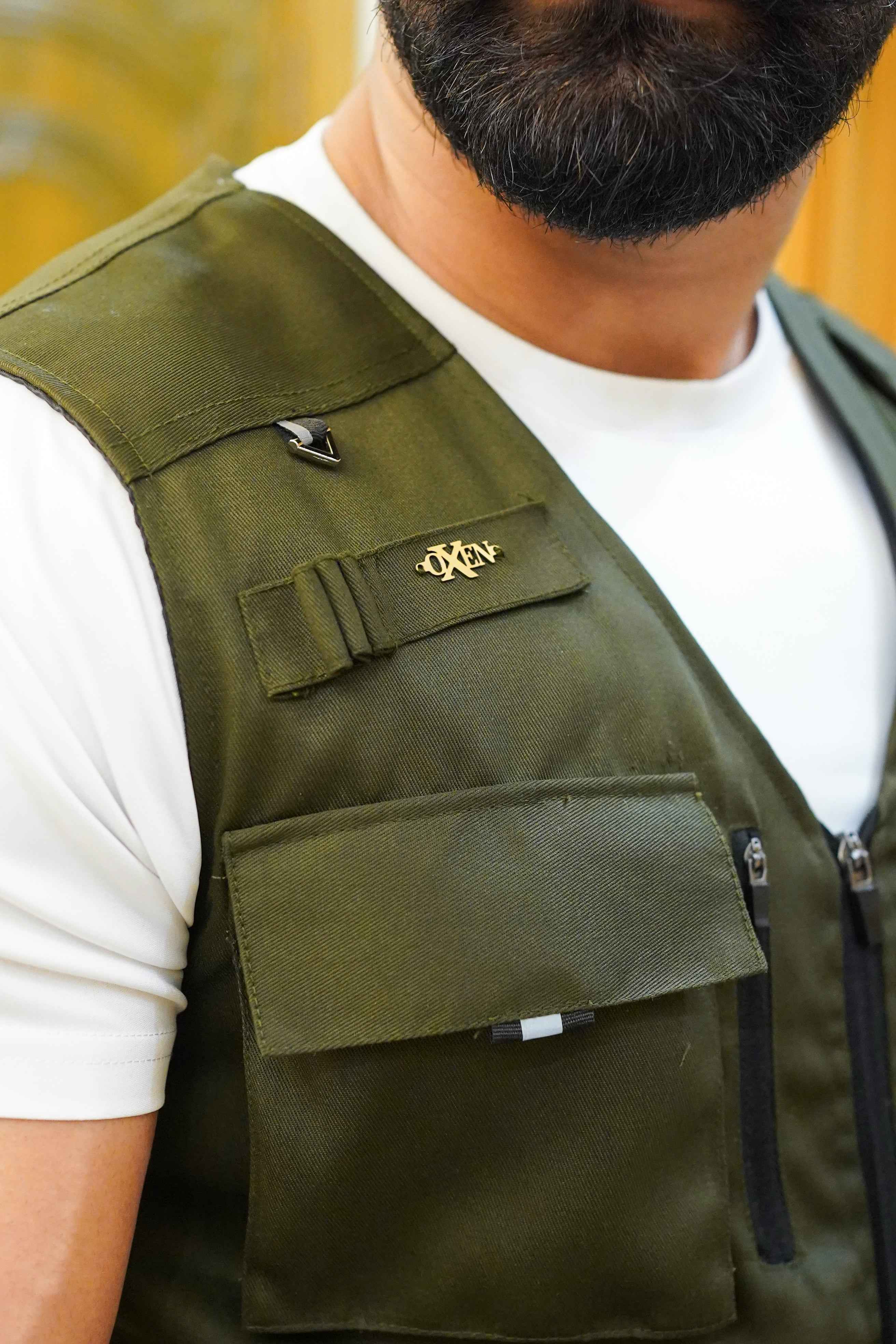 Premium Twill Cotton jeans Sidu Four Pocket Jacket Olive Green  SDJkt-08 - Image 3
